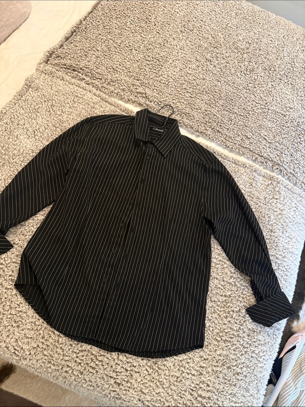 7 Diamond Black  Pinstripe Men's Dress Shirt
